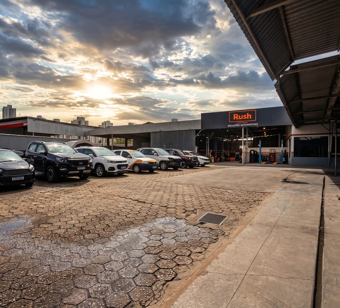 Pátio e área de atendimento da Rush Car
